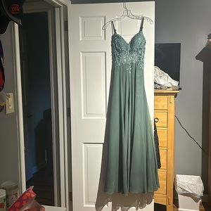 open back lace corset top prom dress